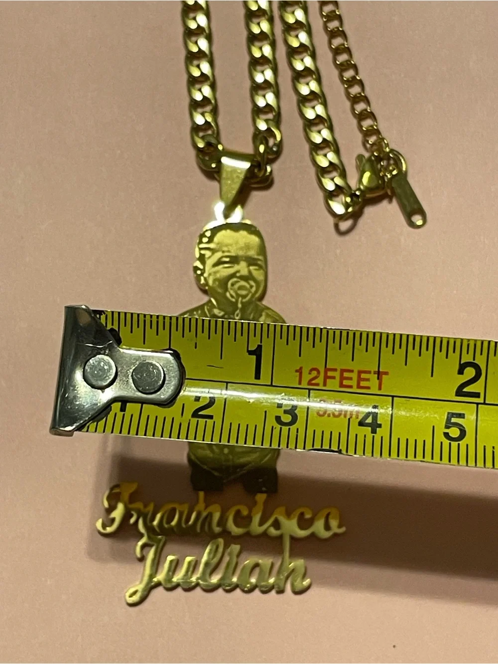 Francisco Julian Pendant on Cuban Long Chain Necklace #9690